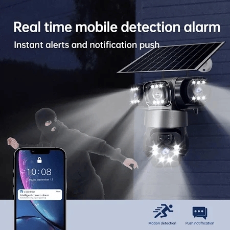 Camera in sleep mode, then waking up to catch an intruder.