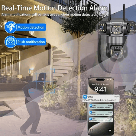 Camera catching a thief with color night vision.